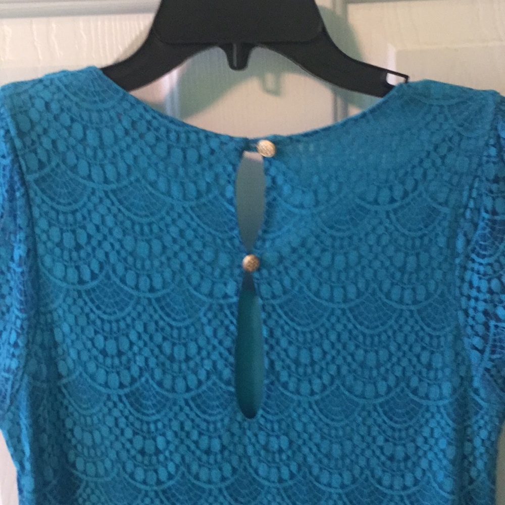 Blue lace cocktail dress